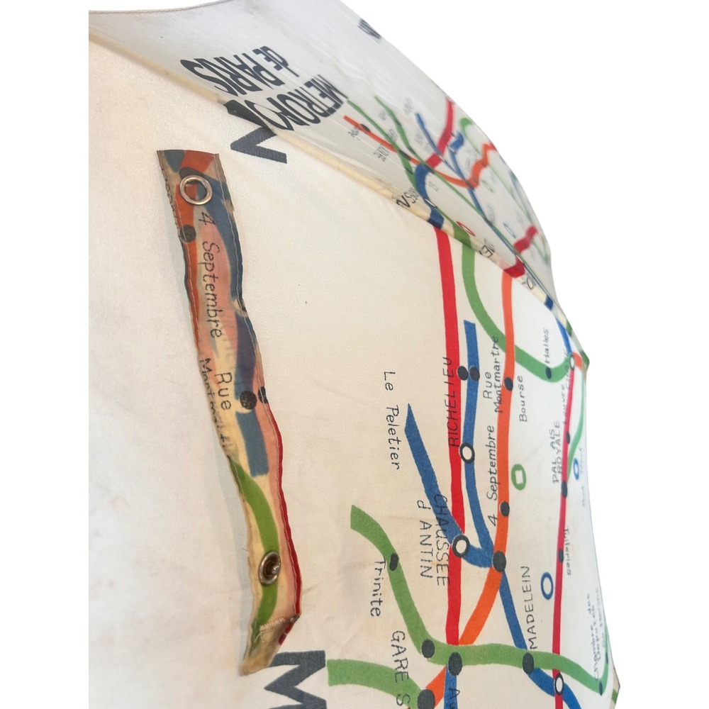 Vintage Metropolitain de Paris Metro Map Umbrella Paris Subway Print Cream - Picture 7 of 12